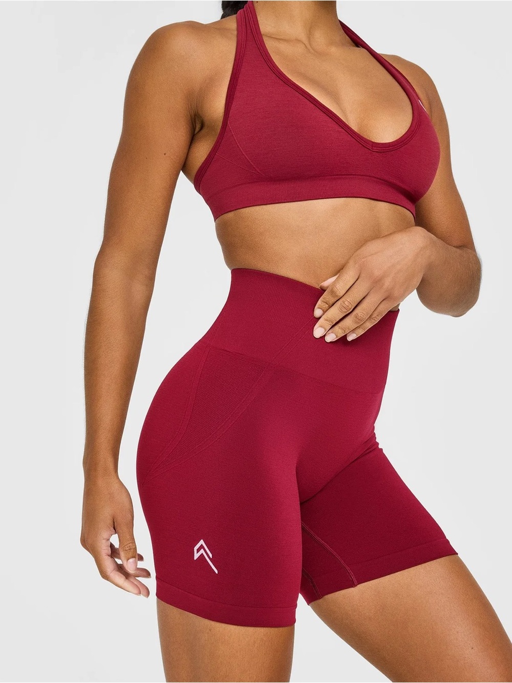 Oner Active High-Waist Burgundy Women's Seamless Biker Shorts